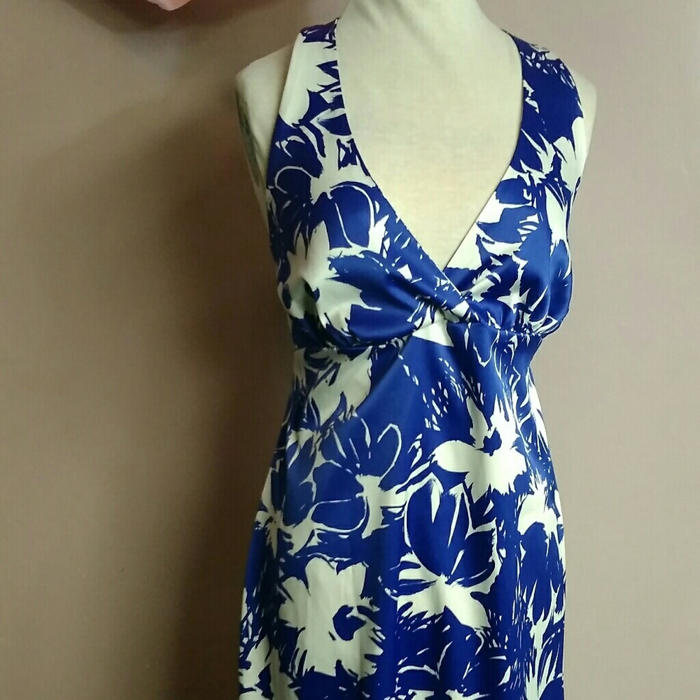 Eva Franco white cobalt blue dress